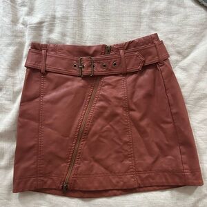 Free People Women's Brown Leather Skirt